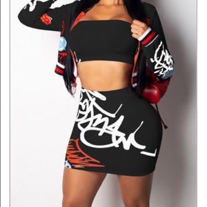 Two-piece multicolor skirt set